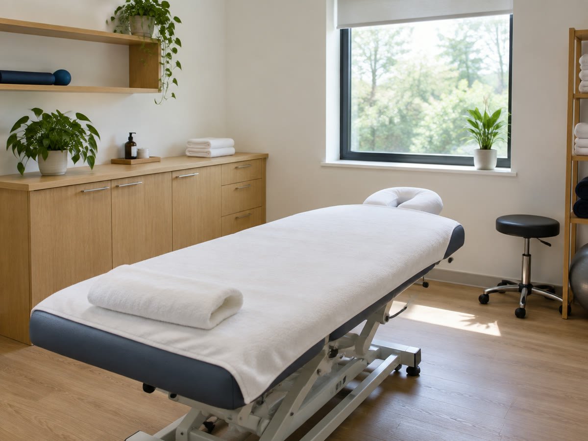 A clean treatment room in a small clinic